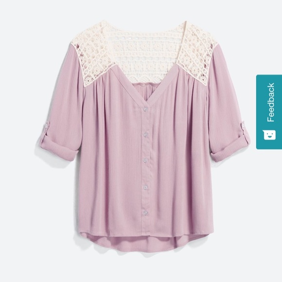 NSR boho crochet button down top & roll sleeves - Picture 10 of 10